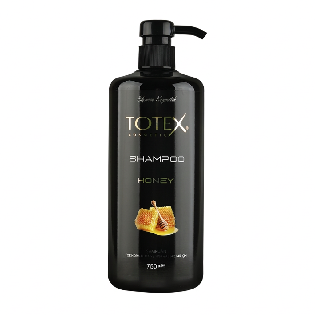 Totex Honey Shampoo 750 ml zwarte pompflacon op witte achtergrond