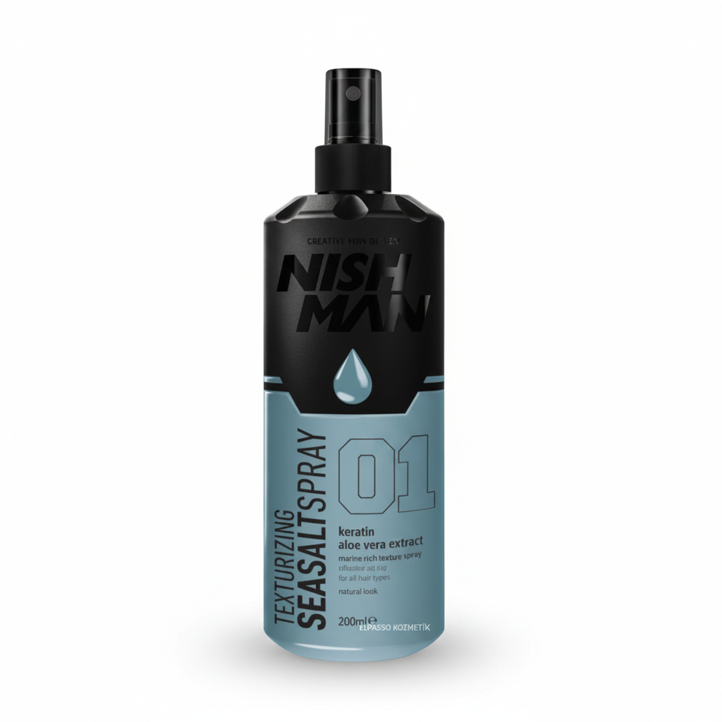 Nishman Sea Salt Spray 01 zwarte en lichtblauwe spuitfles 200 ml