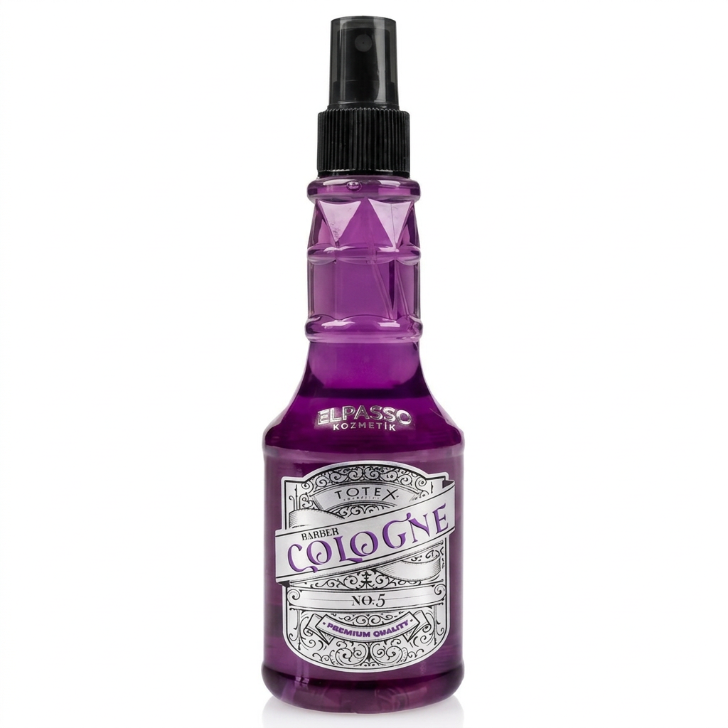 Totex Barber Cologne No.5 250 ml paarse sprayflacon op witte achtergrond