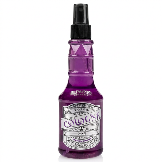 Totex Barber Cologne No.5 250 ml paarse sprayflacon op witte achtergrond