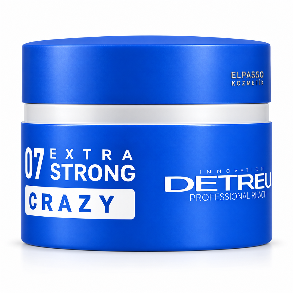 Detreu Aqua Hair Wax 07 Extra Strong Crazy 150 ml mavi kutu, ELPASSO KOZMETİK kabartmalı kapak