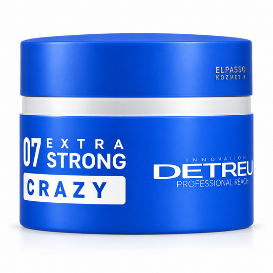 Detreu Aqua Hair Wax 07 Extra Strong Crazy 150 ml mavi kutu, ELPASSO KOZMETİK kabartmalı kapak