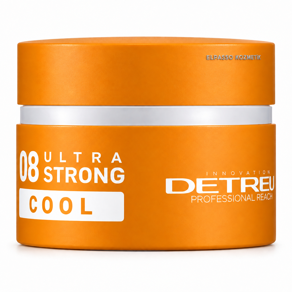 Detreu Aqua Hair Wax 08 Ultra Strong Cool 150 ml turuncu kutu, kapakta küçük ELPASSO KOZMETİK kabartması