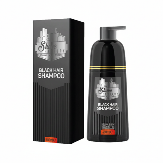 The Shave Factory Black Hair Shampoo 400ml şişe ve kutu