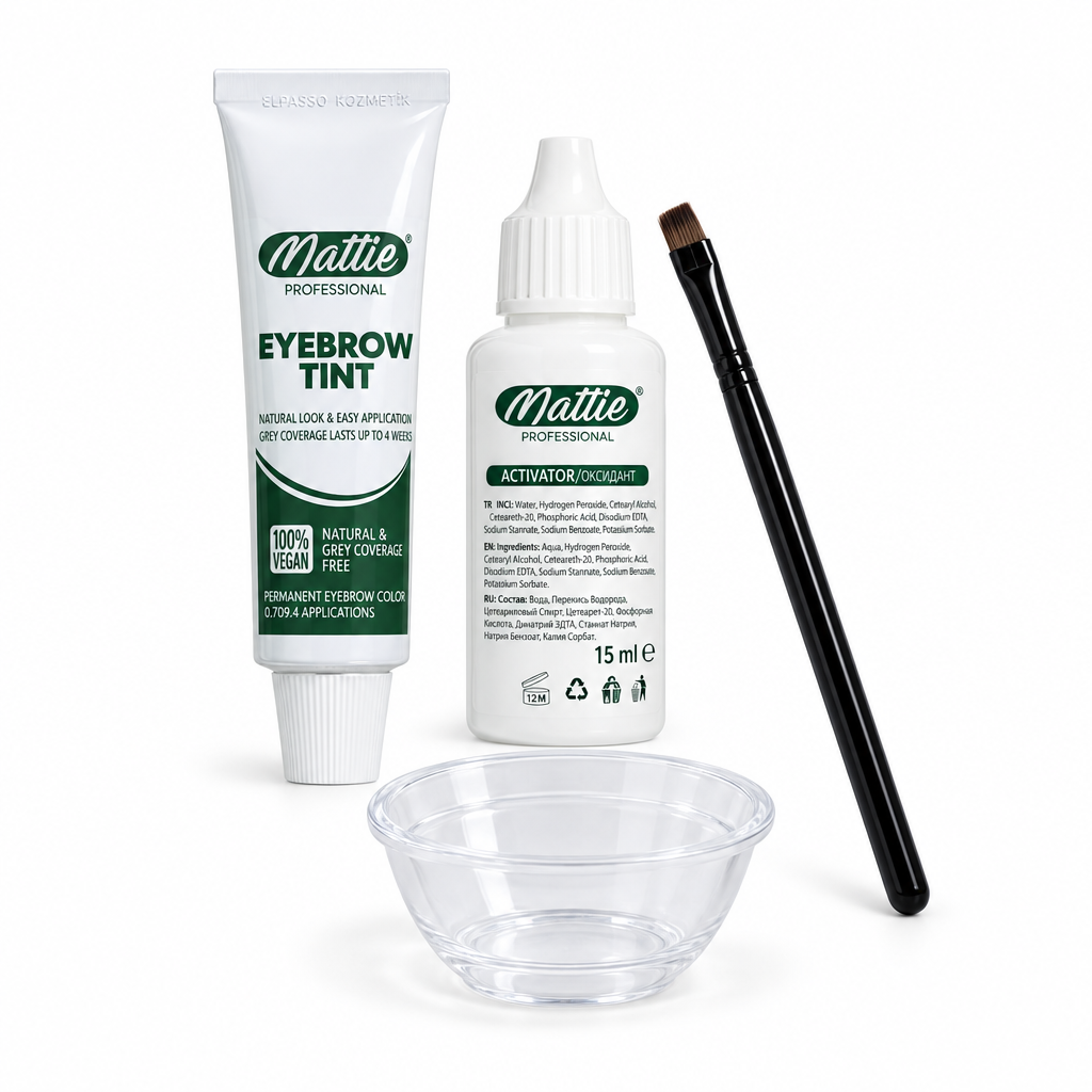 Mattie No. 3 kahverengi kaş boyası set içeriği