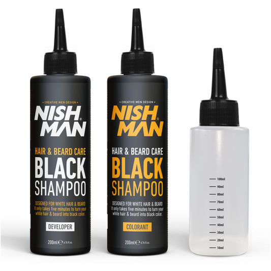 Nishman Hair & Beard Care Black Shampoo Set